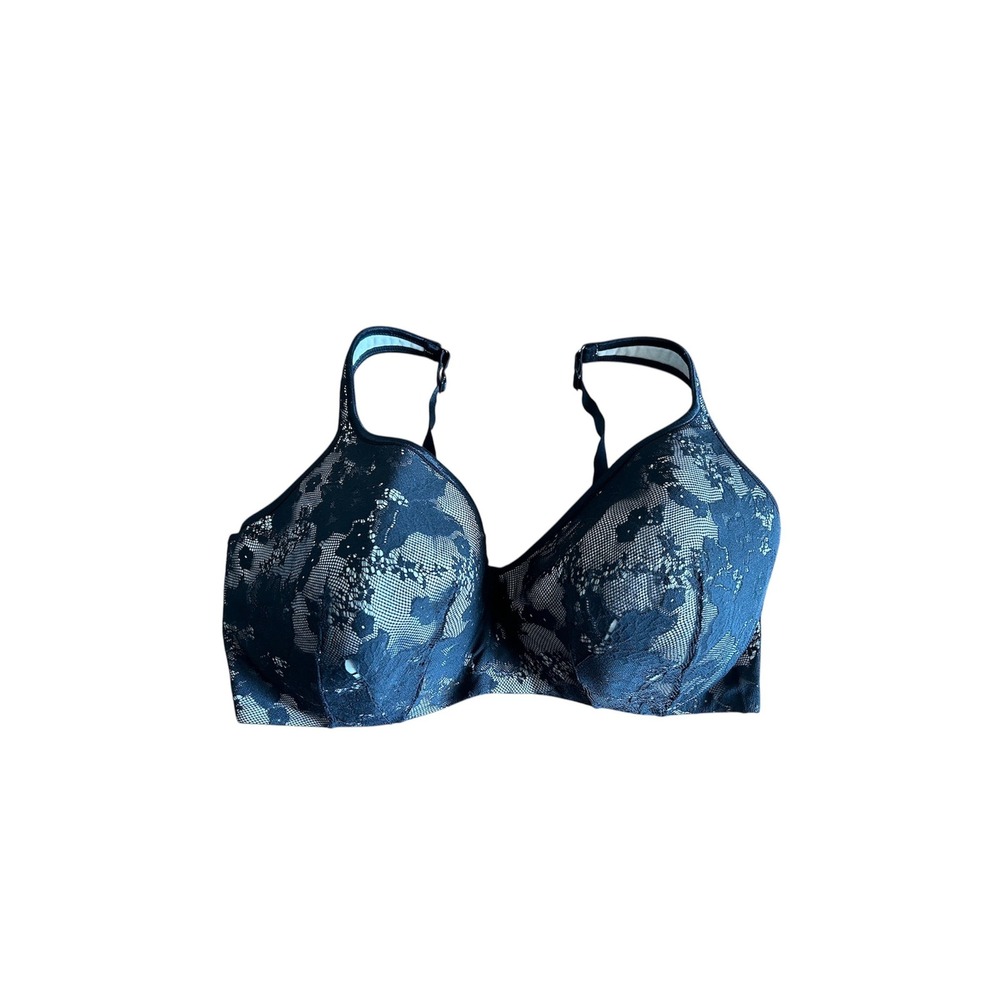 Cacique Balconette Bra Black Floral‎ Lace Underwire Plus Size 42G Lane Bryant